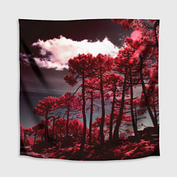 Скатерть для стола Абстрактные красные деревья и облака, цвет: 3D-принт