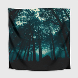 Скатерть для стола Тёмный лес на закате, цвет: 3D-принт