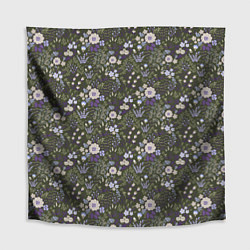 Скатерть для стола Цветочки хаки, мелкий рисунок, цвет: 3D-принт