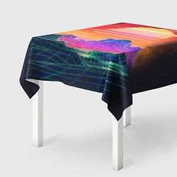 Скатерть для стола Синтвейв неоновые горы на закате, цвет: 3D-принт — фото 2