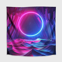 Скатерть для стола Круг и разноцветные кристаллы - vaporwave, цвет: 3D-принт