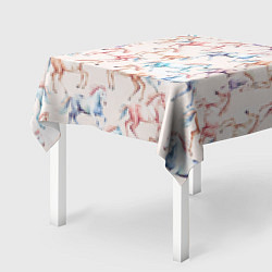 Скатерть для стола Лошади акварельные - паттерн, цвет: 3D-принт — фото 2