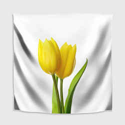 Скатерть для стола Желтые тюльпаны на белом, цвет: 3D-принт