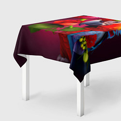 Скатерть для стола Попугай ара с цветами, цвет: 3D-принт — фото 2