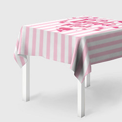 Скатерть для стола Эта барби - мама: розово-белая полоска, цвет: 3D-принт — фото 2