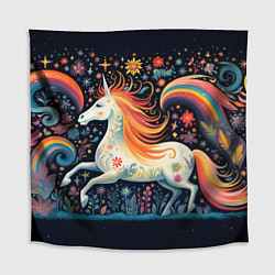 Скатерть для стола Радужная лошадка в стиле фолк-арт, цвет: 3D-принт