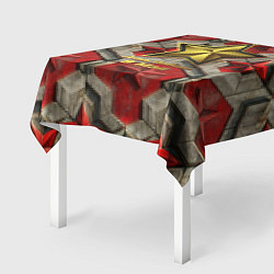 Скатерть для стола День Победы золотой текст на красном фоне СССР, цвет: 3D-принт — фото 2