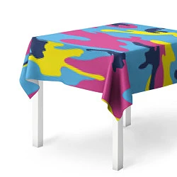 Скатерть для стола Камуфляж: голубой/розовый/желтый, цвет: 3D-принт — фото 2