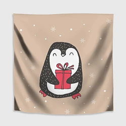 Скатерть для стола Пингвин с подарком, цвет: 3D-принт