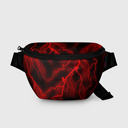 Поясная сумка МОЛНИЯ RED NEON, цвет: 3D-принт