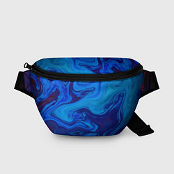 Поясная сумка Абстракция синяя с голубым, цвет: 3D-принт