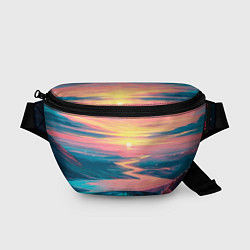 Поясная сумка Извилистая река закат природа, цвет: 3D-принт