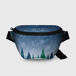 Поясная сумка Снежинки в лесу, цвет: 3D-принт