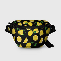 Поясная сумка Лимоны на чёрном, цвет: 3D-принт
