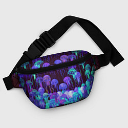 Поясная сумка Неоновые медузы, цвет: 3D-принт — фото 2