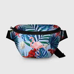 Поясная сумка Фламинго в папоротнике, цвет: 3D-принт