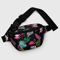 Поясная сумка Фламинго с цветами, цвет: 3D-принт — фото 2
