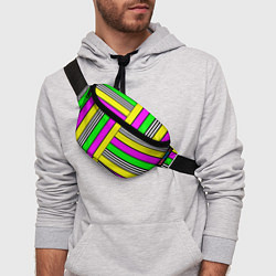 Поясная сумка Полосатый неоновый модный узор, цвет: 3D-принт — фото 2