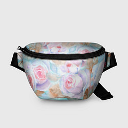 Поясная сумка Нежная акварель с розами, цвет: 3D-принт