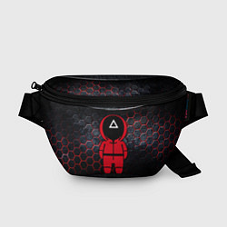Поясная сумка Игра в кальмара 3D Black Red, цвет: 3D-принт