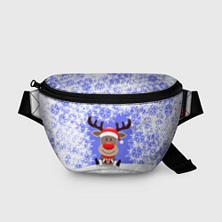 Поясная сумка Олень среди снежинок, цвет: 3D-принт