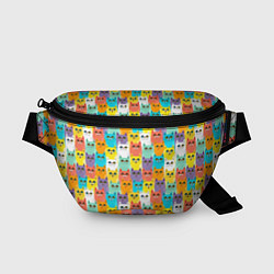 Поясная сумка Разноцветные Мультяшные Котики, цвет: 3D-принт