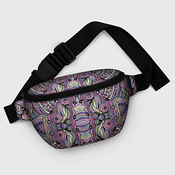Поясная сумка Абстракция разноцветная Калейдоскоп Фиолетовый, зе, цвет: 3D-принт — фото 2