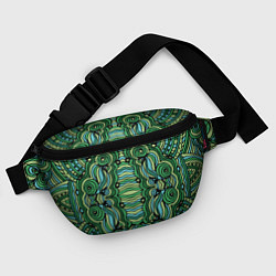 Поясная сумка Абстракция Калейдоскоп Зеленый, голубой и черный ц, цвет: 3D-принт — фото 2
