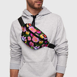Поясная сумка Цветочный узор Floral pattern, цвет: 3D-принт — фото 2