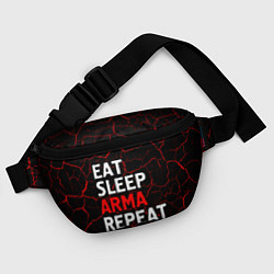 Поясная сумка Eat Sleep ARMA Repeat Трещины, цвет: 3D-принт — фото 2