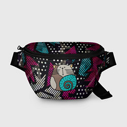 Поясная сумка Круглый абстрактный кот, цвет: 3D-принт