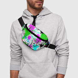 Поясная сумка Неоновые разноцветные пятна и брызги красок, цвет: 3D-принт — фото 2