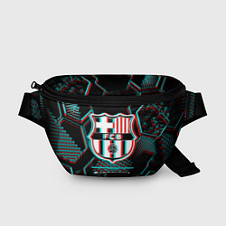 Поясная сумка Barcelona FC в стиле Glitch на темном фоне, цвет: 3D-принт