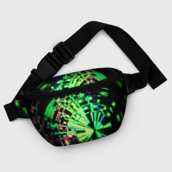 Поясная сумка Неоновые дискообразные узоры - Зелёный, цвет: 3D-принт — фото 2