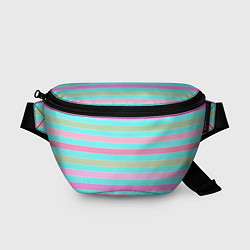 Поясная сумка Pink turquoise stripes horizontal Полосатый узор, цвет: 3D-принт