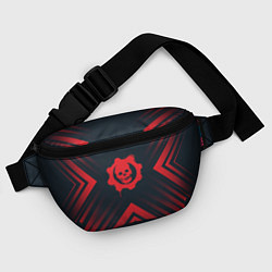 Поясная сумка Красный Символ Gears of War на темном фоне со стре, цвет: 3D-принт — фото 2