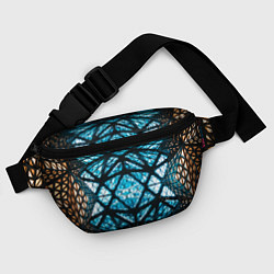 Поясная сумка Неоновые абстрактные фигуры и фонари - Синий, цвет: 3D-принт — фото 2