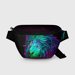 Поясная сумка Светящийся неоновый лев, цвет: 3D-принт