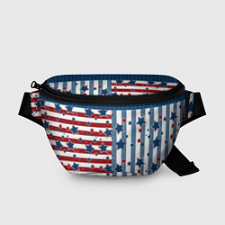 Поясная сумка Blue stars on a striped pattern, цвет: 3D-принт