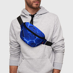 Поясная сумка Синие неоновые геометрические плиты, цвет: 3D-принт — фото 2
