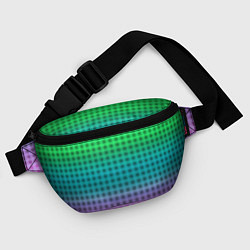 Поясная сумка Gradient lilac green plaid, цвет: 3D-принт — фото 2
