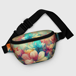 Поясная сумка Цветочный букет нарисованный маслом, цвет: 3D-принт — фото 2