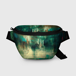 Поясная сумка Абстрактные зелёные краски и силуэты людей, цвет: 3D-принт