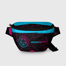 Поясная сумка Leicester City - neon gradient: надпись и символ, цвет: 3D-принт