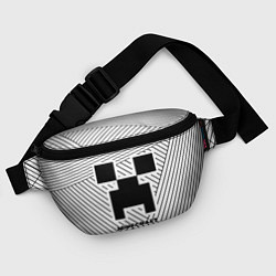 Поясная сумка Символ Minecraft на светлом фоне с полосами, цвет: 3D-принт — фото 2