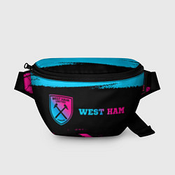 Поясная сумка West Ham - neon gradient: надпись и символ, цвет: 3D-принт