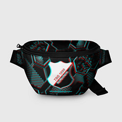 Поясная сумка Hoffenheim FC в стиле glitch на темном фоне, цвет: 3D-принт