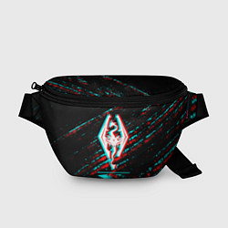 Поясная сумка Skyrim в стиле glitch и баги графики на темном фон, цвет: 3D-принт