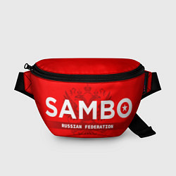 Поясная сумка Russian federation sambo - на красном фоне, цвет: 3D-принт