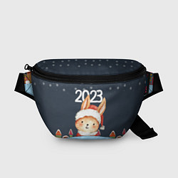 Поясная сумка Зайчик в новогоднем костюме, цвет: 3D-принт